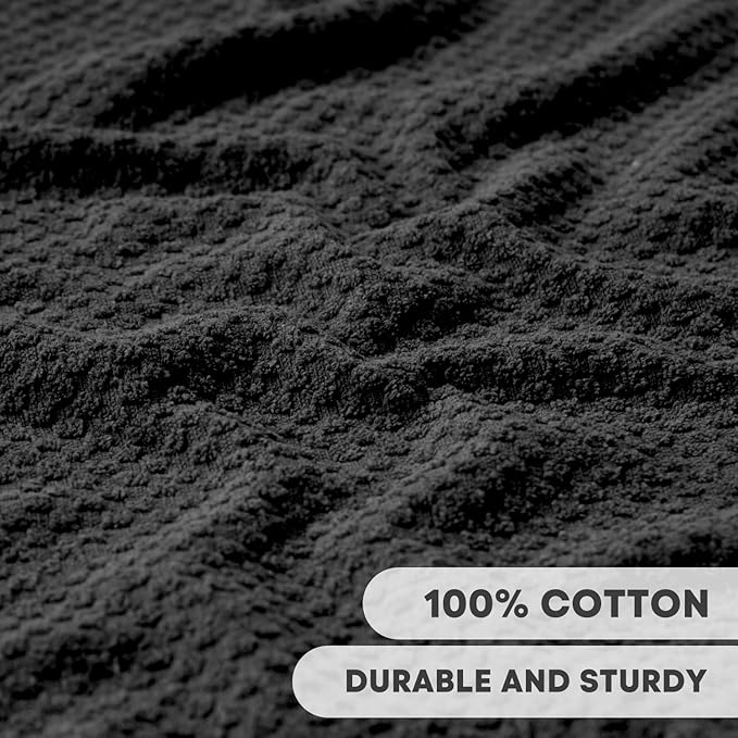 Artoid Mode Ring Spun Cotton Black Kitchen Dish Towels, 15x25 Inch Ultra Soft Absorbent Quick Drying Household Cleaning Tea Towels Bar Towels Set of 4