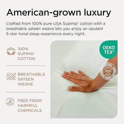 Threadmill Luxury Sheets for Full Size Mattress, 1000 Thread Count Supima Cotton Sheets for Full Mattress, 5-Star Hotel Quality 4 Piece Bed Sheets with Extra Deep Pocket, Seaglass