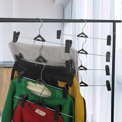 NORTHERN BROTHERS Pants Skirt Hangers 50 Pack - Stackable Space Saving Jeans Shorts Hanger with Clips for Kid, Man, Women, Children, Baby