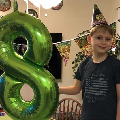 Green Number Balloons, 40inch Large Number 6 Foil Mylar Helium Balloons for Girls Women, Self Inflating Number Balloons 0-9 for Men Boys 6th 16th 60th Birthday Anniversary Party Celebration Decoration