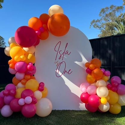Pink Orange Yellow Balloons, 12 Inch Pink Orange Yellow and Gold Balloons for Birthday Graduation Summer Tropical Party Fall Thanksgiving Tequila Sunrise Sunset Party Decorations