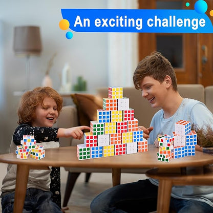 GOLDGE 60 Mini Cube Puzzles, 1.18in 3x3, Fun Party Favors for Kids - School Rewards & Classroom Prizes, Perfect for Birthdays, Easter, Christmas & Stocking Stuffers (60PCS-6 Colors (White))