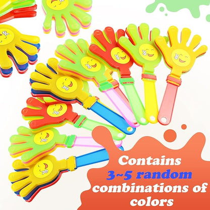Sratte 80 Pcs Hand Clappers Plastic Noise Makers Party Favors Game Accessories Clapping Hands Noisemakers for Sporting Events Company Fiesta Party Birthday Gift Supplies (7.5 Inch, Sticker Style)