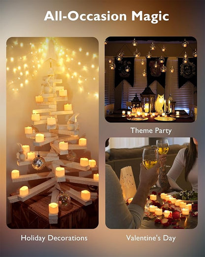 Homemory 12-Pack Flameless LED Tea Lights Candles Battery Operated, 200+Hour Fake Electric Candles TeaLights for Votive, Aniversary, Wedding Centerpiece Table Decor, Funeral, Halloween, Christmas