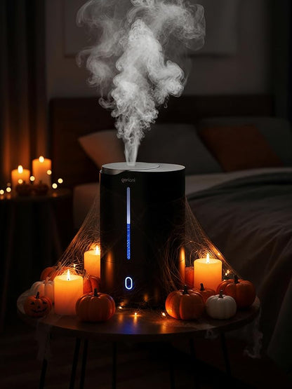 Top Fill Humidifier with Essential Oil Diffuser 6L for Home, Baby, Bedroom, Large Room & Indoor Plants, Cool Mist Ultrasonic Quiet Air Humidifiers, Automatic Humidity Control, Night Light (6L, Black)