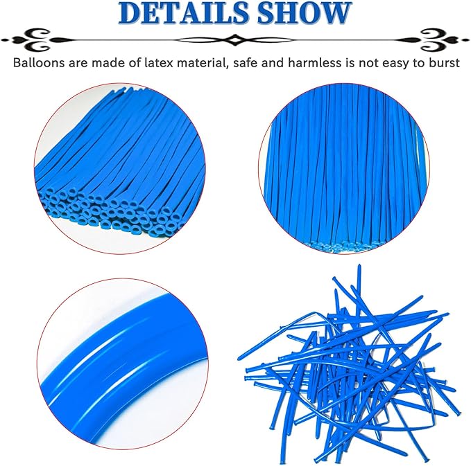 Blue Long Balloons Premium 260 Twisting Animals Magic Balloons for Birthday Kids Wedding Party Supply 100pcs