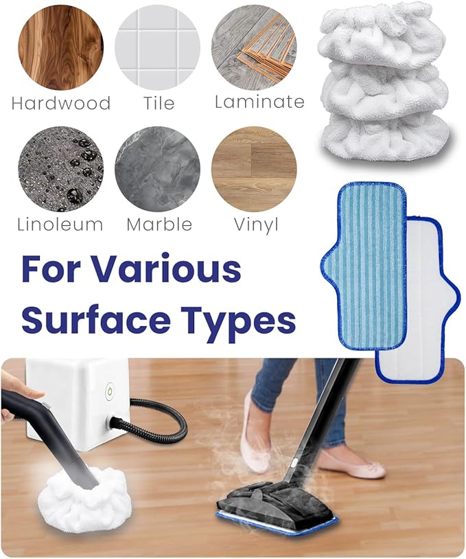 Steam Cleaner Accessories Compatible with Dupray Steam Cleaner, Triangle Microfiber Bonnet for Neat Steam Cleaner & Microfiber Pads, 3+3 Reusable Steamer Cloth Cover Cleaning Steam Mop Pad