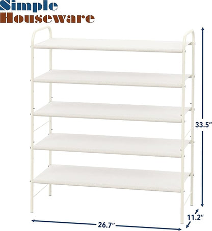 SIMPLE HOUSEWARE 5-Tier Shoe Rack Storage Organizer, White
