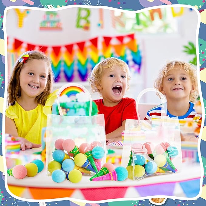 72 Pcs Ice Cream Shooters Toy, 4 Inch Ice Cream Ball Toy, Ice Cream Party Favors Mini Ice Cream Cone Toy Multicolor Ice Cream Foam Ball Launcher for Girls and Boys Carnival Prizes, Party Favors
