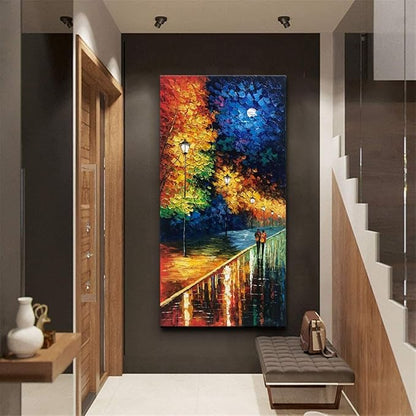 Alenoss Hand Painted Vertical Abstract Large Canvas Wall Art 48x24 Inches Oil Paintings on Canvas Blue Artwork for Wall Home Decorations Wall Décor