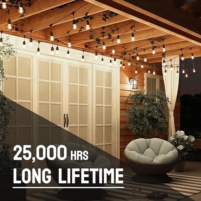30-Pack LED Outdoor String Light Bulbs, Waterproof S14 Replacement Bulb, E26 Base, 1W 120V, 2700K Warm White
