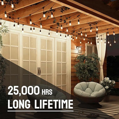 24-Pack String Light Bulbs, S14 Outdoor Waterproof Replacement Bulb, E26 Base Bulbs, 1W 120V, 2700K Warm White