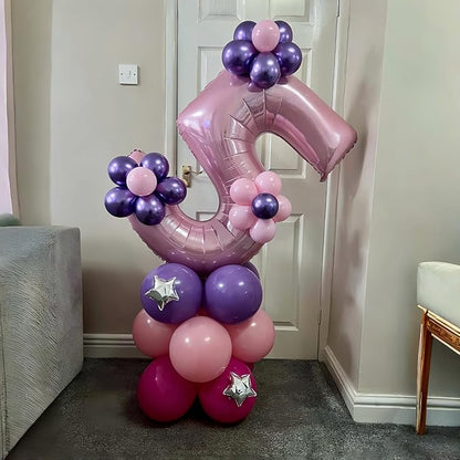 Light Pink Balloon Number 5, 40 Inch Large Self Inflating Foil Number Balloons 0-9, Pastel Pink Digital 5 Helium Balloon for 5th Girls Women Birthday Party Graduation Anniversary Decorations