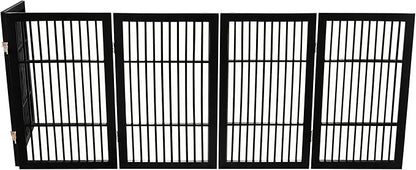 Pet Dog Gate Strong and Durable Freestanding Folding Acacia Hardwood Portable Wooden Fence Indoors or Outdoors by Urnporium (Black Pet Gate, 5 Panel 30" Tall)