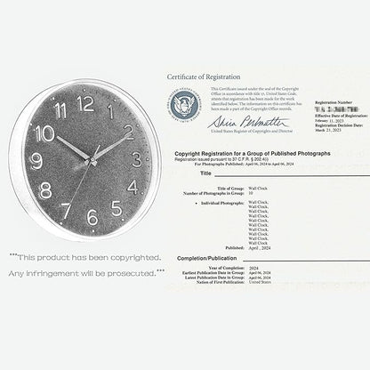 Wall Clock Green, 10 Inch Silent Wall Clocks Battery Operated-Modern Non Ticking Analog Clock Decorative for Kitchen Bedroom Office Bathroom(Gold)