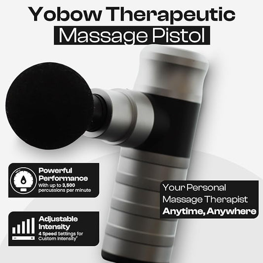 The Therapeutic Mini Massage Pistol with Portable Carrying Case, 4 Massage Speeds, 6 Colors | Fast USB Type C Charging | Massage Tool for Pain Relief | Stylish and Powerful Massage Gun