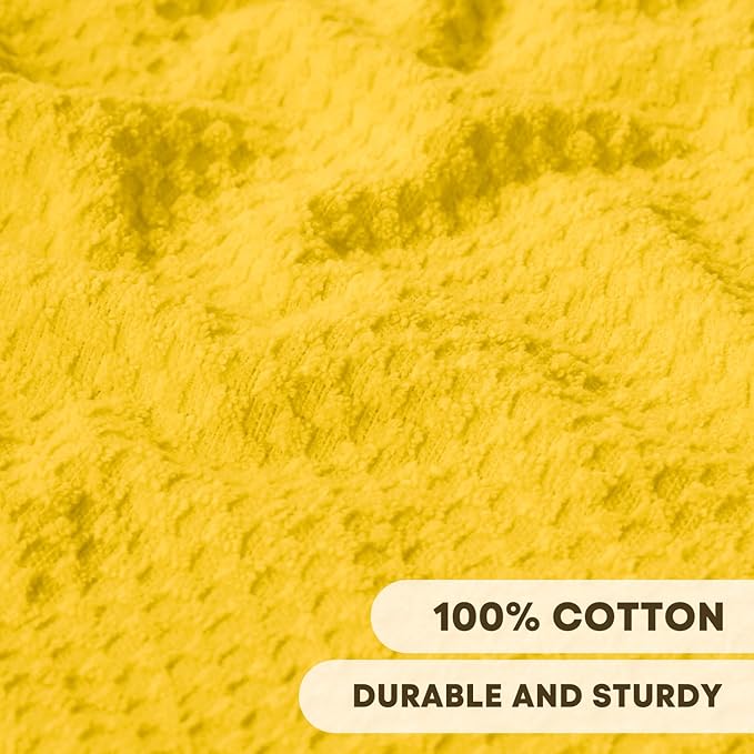 Artoid Mode Ring Spun Cotton Yellow Dishcloth Kitchen Towels, 12x12 Inch Ultra Soft Absorbent Quick Drying Household Cleaning Kitchen Rags Set of 6