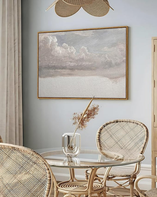 InSimSea Framed Canvas Wall Art Vintage Decor, Home Decor Classical Oil Painting Cloud Study Wall Decorations for Living Room, Large Prints Artwork for Bedroom Bathroom Gallery, 24"x36"