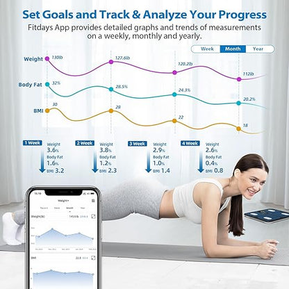 ABLEGRID Smart Bathroom Scale for Body Weight, Digital Body Fat Scale with LED Column Trend Display, BMI,Muscle Mass,Body Type, Accurate Home Weighing Scale for People with APP-Free Mode, 400lb