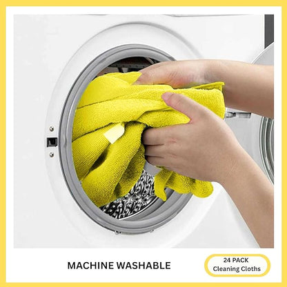Microfiber Cleaning Cloth for Kitchen & households, Towels for Cars. (300gsm) (Pack of 24 Yellow)