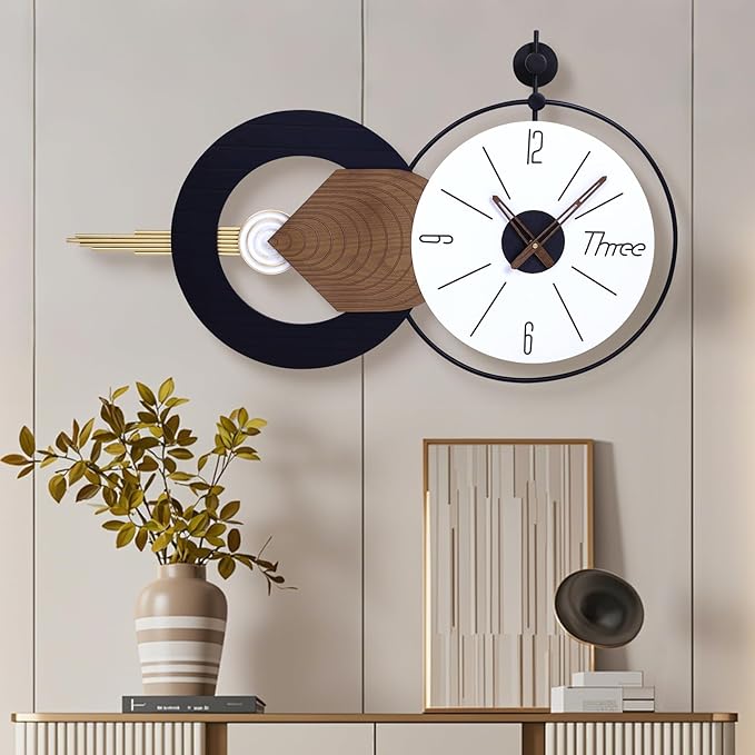 35x20 Inch Battery Operated Large Wall Clock for Living Room Decor - Modern Decorative Clocks Abstract Art for Home, Dining Room, Bedroom, Kitchen, Office