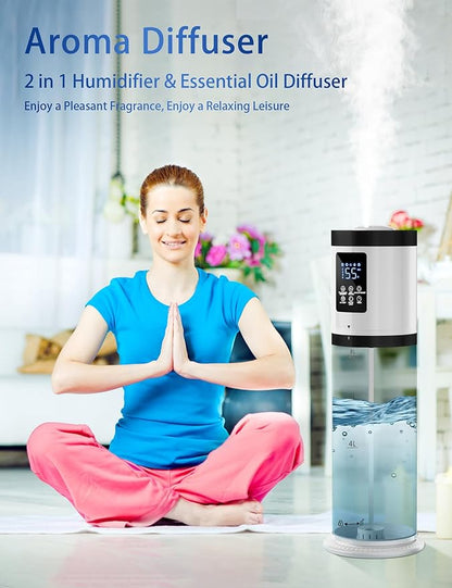 8L Humidifier for Large Room Bedroom with Transparent Water Tank, Last 48 Hours Suitable for Indoor Plant, Cover up to 500ft², Cool Mist Humidifier with 7-color Ambient Light, Top Fill, Quiet, Home