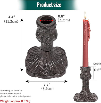 Sungmor Vintage Black Cast Iron Candle Holder – 4.4" Tall Decorative Rustic Taper Candle Stand – Heavy Antique-Style Candlestick for Table Centerpiece, Fireplace Mantel, or Farmhouse Home Décor