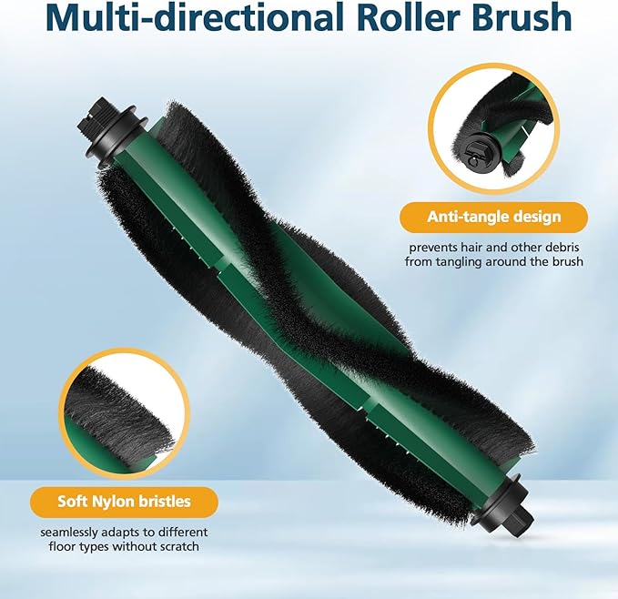 Replacement Parts Accessories Compatible with iRobot Roomba 104, 105 Vac/Combo, Y0140, Q0120, Y0110, Q0520, Q011 Robot Vacuum, 2 Roller Brush, 8 Hepa Filters, 8 Side Brushes, 1 Cleaning Brush, 19 Pcs