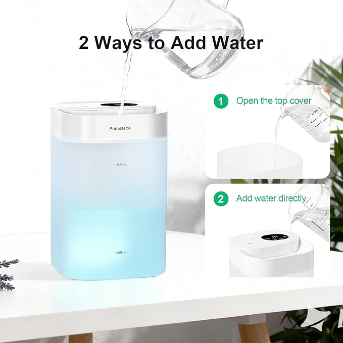 PHILODECO 4.5L Cool Mist Humidifier for Bedroom, Baby Nursery & Plants – Ultrasonic, Silent, with Aroma Diffuser, Multi-Color LED Night Light, Leak-Proof and Easy to Clean