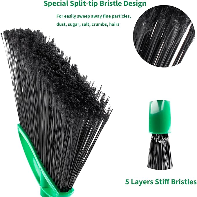 2 Pack Heavy Duty Brooms, 55" Long Handle Indoor Outdoor Angle Broom Set, Household Commercial Floor Cleaning, for Sweeping Home, Kitchen, Deck, Garage, Patio - Green