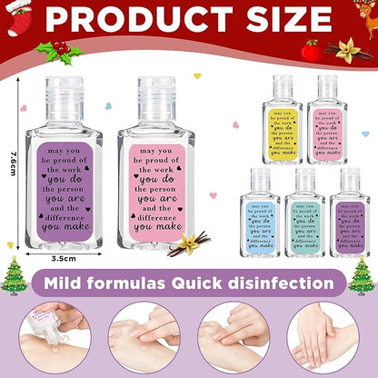 50 Pcs Thank You Gifts for Coworker Mini Hand Sanitize Gel Bulk Scent Hand Sanitizer Travel Size Inspirational Appreciation Gifts for Christmas Party Supplies Friends Teacher Employee
