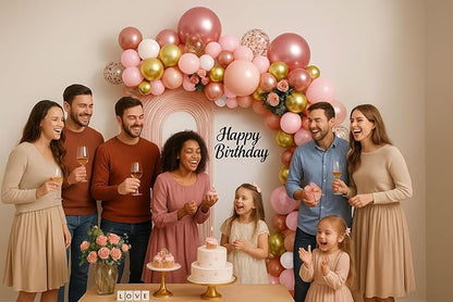 Rose Gold Balloon Garland Kit, 142Pcs Nude Pastel Pink Gold and Rose Gold Confetti Balloon Arch Kit with Electric Pump for Wedding Bridal Shower Princess Party Girl Birthday Baby Shower Decorations