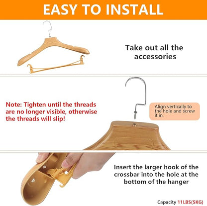 DEDU Suit Hangers for Men 15 Pack Width 17.5", Coat Hangers No Shoulder Bump Non Slip, Plastic Extra Wide Shoulder with Pants Bar & Metal Hook (Natural)
