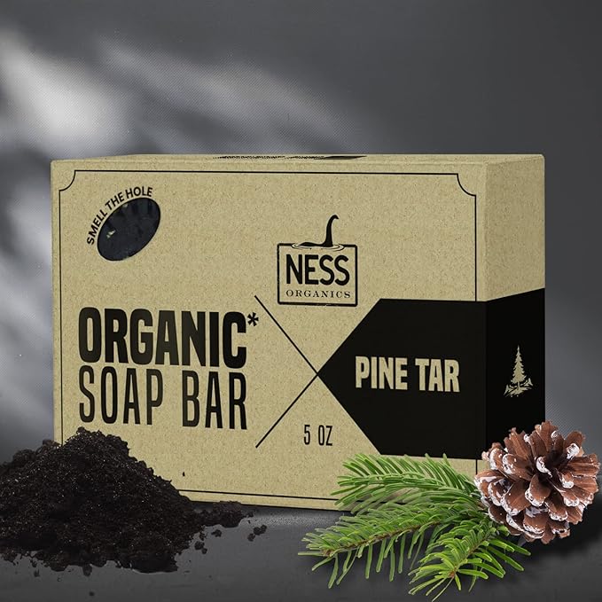 Ness Mens Soap Bar - Pine Tar Scent, Natural Soap For Men With Organic Ingredients, Mens Bar Soap With Essential Oils, Moisturizing Bar Soap For Men, Handmade In The USA, Cruelty Free, Vegan
