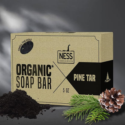 Ness Mens Soap Bar - Pine Tar Scent, Natural Soap For Men With Organic Ingredients, Mens Bar Soap With Essential Oils, Moisturizing Bar Soap For Men, Handmade In The USA, Cruelty Free, Vegan