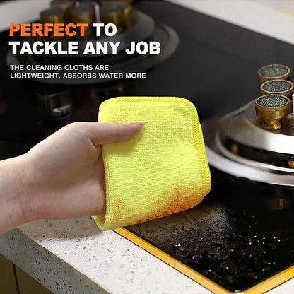 KinHwa Kitchen Washcloths for Dishes Absorbent Microfiber Dish Cloths Quick Dry Dish Rags with Poly Scour Scrub Side Ideal for Kitchen Cleaning (Mixing Colors #1, 7inch 12 Pack no net)