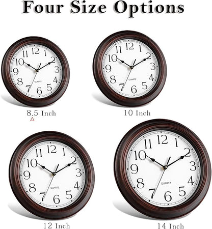 Wall Clocks Battery Operated Silent Non-Ticking Wall Clock 8.5 Inch Small Vintage Retro Rustic Style Decorative for Kitchen Living Room Home Office (Bronze)