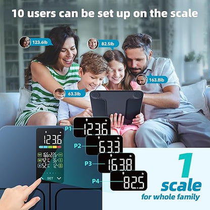 Lepulse No APP Body Fat Scale 500lb Smart Bathroom Scale with 5.44'' Large Backlit Display 8 Body Composition Analyzer, Most Accurate Digital Weight Scale for BMI Body Fat Muscle Mass