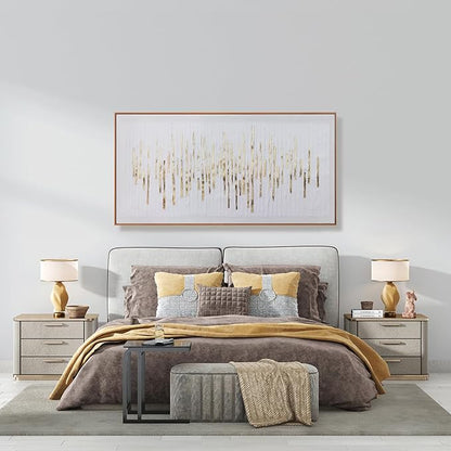 Wall Art Framed Artwork Wall Decor White Background Golden Decoration Golden Years Abstract Morden Canvas Painting For Bedroom Living Room Office Home Decor 20"X40"