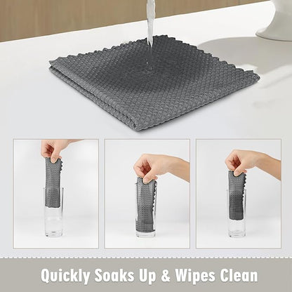 GLIMGLINT Waffle Weave Microfiber Towel, Lint Free Microfiber Cleaning Cloth for Household, Reusable Dish Towels, 20Pack, 11.5x11.5 Inch, (12 Grey, 8 White)