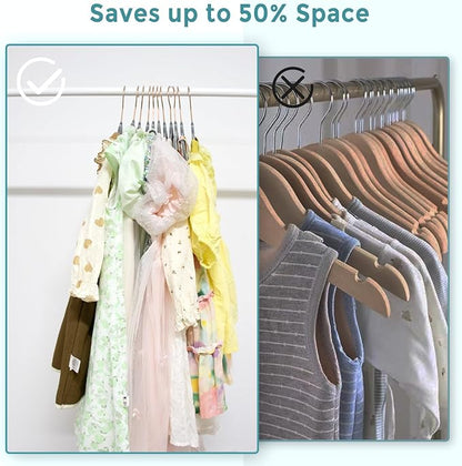 Kids Velvet Hangers 30 Pack - 14 Inch Premium Non Slip Kids Felt Hanger for Clothes - Ultra Thin Baby Felt Hangers for Youth Childrens' Closet with 10 Hanger Clips - Gray