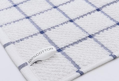 Cotton Dish Towels for Kitchen, Terry Dish Cloths for Washing Dishes, 12 x 12 Inches, Light and Soft, Quick Drying Dish Rags for Cleaning, 8pc/Set (Blue)