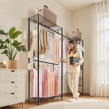 VEVOR Clothing Garment Rack, Heavy Duty Closet Wardrobe, Adjustable Tiers Clothes Racks with Steel Frame, for Bedroom, Clothing Store, Hallway