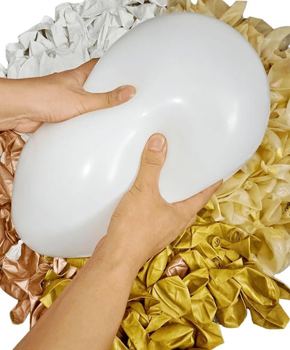 300 Pcs Rose Gold Confetti Balloons Set Lncludes 12 inch Gold White Rose Gold and Confetti Balloons, for Wedding, Graduation, Birthday Party Various Event Decorations