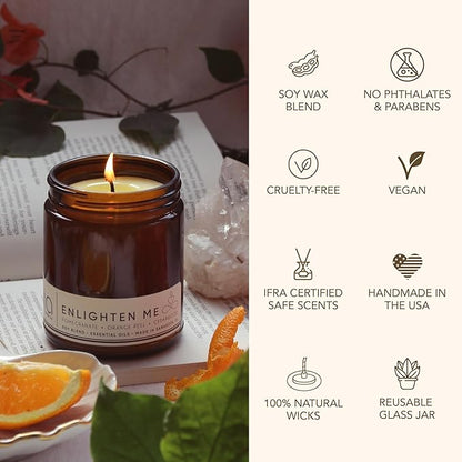 Bia Candle Co Soy Blend Candle, Sweet Orange Peel, Pineapple & Pomegranate Over Vanilla Cedar – Clean Soy Wax, Made in USA – Enlighten Me Scent,7 oz