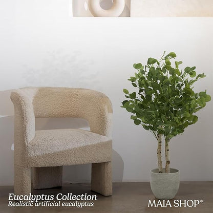 Maia Shop 3ft 5in Artificial Eucalyptus Tree Plant for House, Apartment or Office – Realistic Fake Indoor Plants for Living Room, Kitchen, Bedroom, Entryway or Bathroom – Faux Greenery for Home Décor