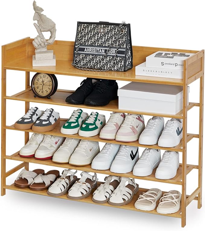 latifolia Shoe Rack, 5-Tier Bamboo Shoe Rack Organizer for Entryway Hallway, Beautiful Natural