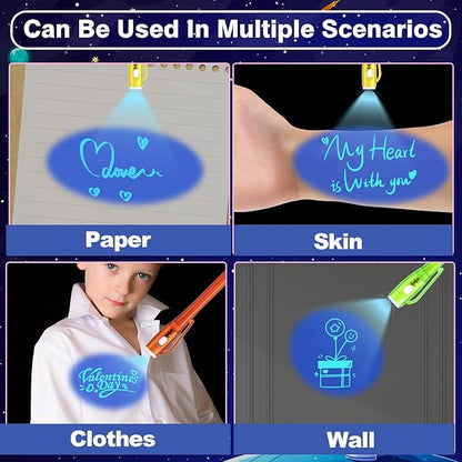 24 Pcs SInvisible Ink Pens with UV Light, Astronaut themed gift card & Goodie Bags,Valentine's Day Gifts, Detective Party Favors, Classroom Prizes, Escape Room Activities.