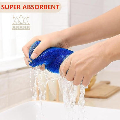 Kitinjoy 100% Cotton Waffle Weave Kitchen Towels, 6-Pack Super Soft and Absorbent Dish Towels for Drying Dishes, Kitchen Hand Towels, 13 in x 28 in, Blueberry