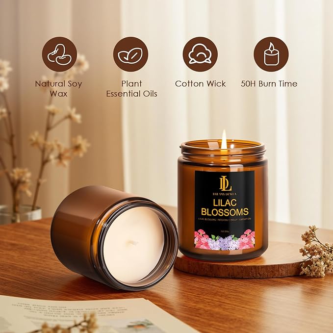 6 Pack Candles for Home Scented, Christmas Holiday Candles Gifts for Women Men, Soy Candle Set Scents of Fresh Cut Roses/Lemon Lavender/Vanilla Cupcake/Amber Patchouli/Lilac Blossoms/Mint Eucalyptus